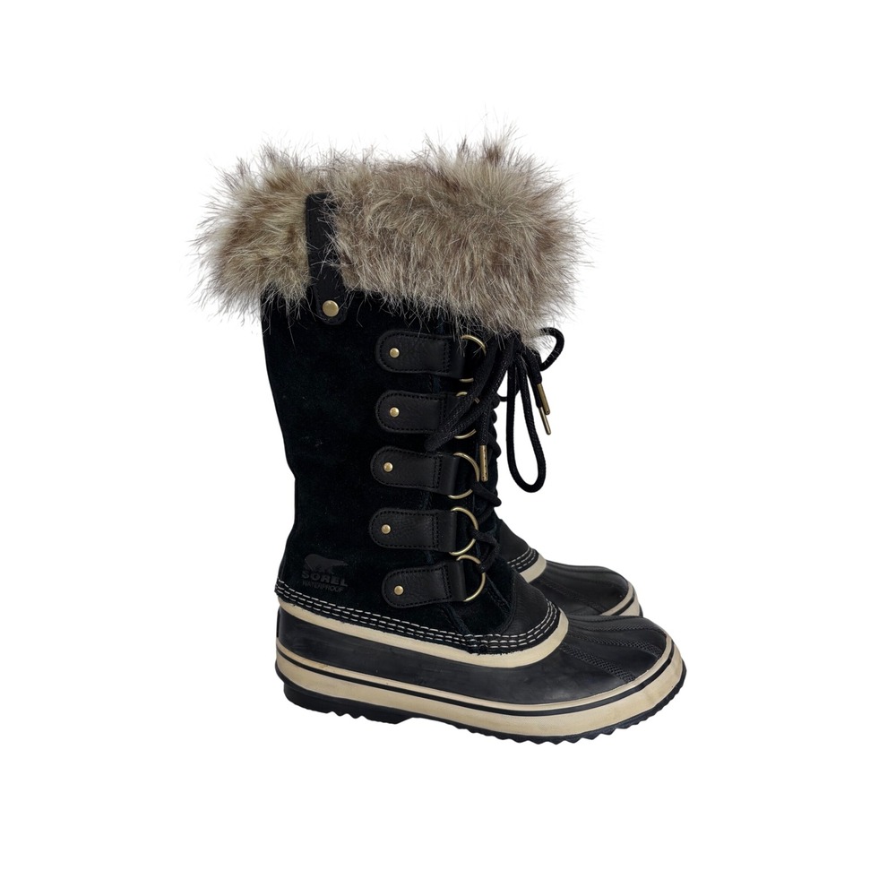 Sorel Joan of Arctic Black Waterproof Faux Fur Winter Snow Boots NL2429-010 Sz 8